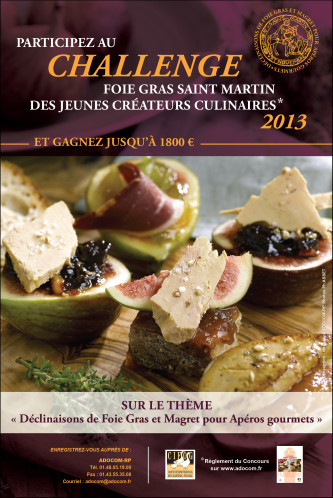 Lundi prochain 13 mai 2013, lancement du Challenge Foie Gras – Magret des jeunes élèves ou apprentis cuisiniers