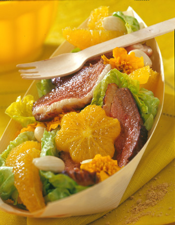 Coupelle fraîcheur : salade, orange et Magret