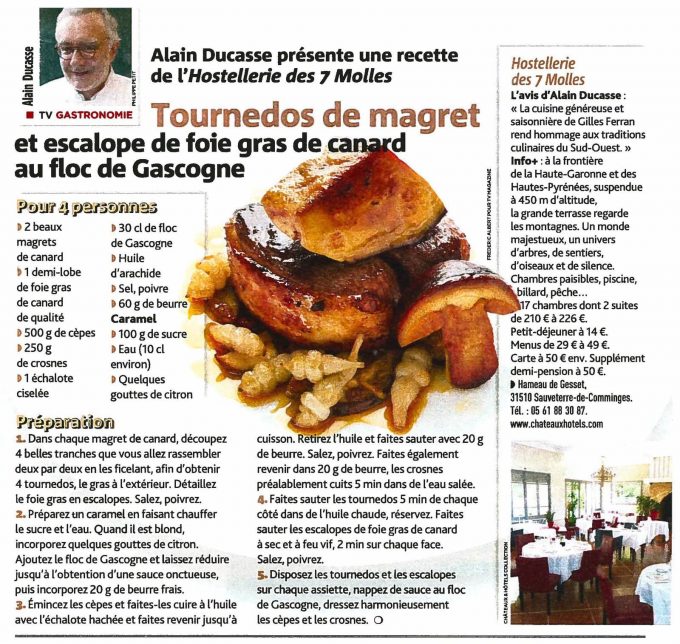 Le grand Chef Alain Ducasse présente une recette Foie Gras et Magret dans TV Magazine
