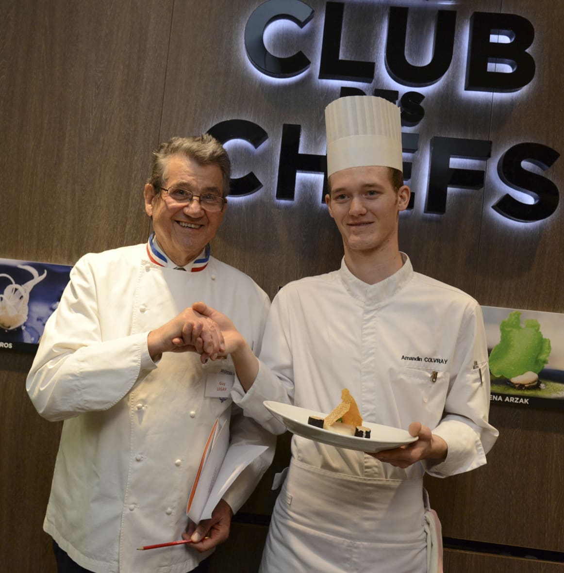 Amandin Colvray accompagné du célèbre Chef Meilleur Ouvrier de France Guy Legay, ex-Chef du Ritz