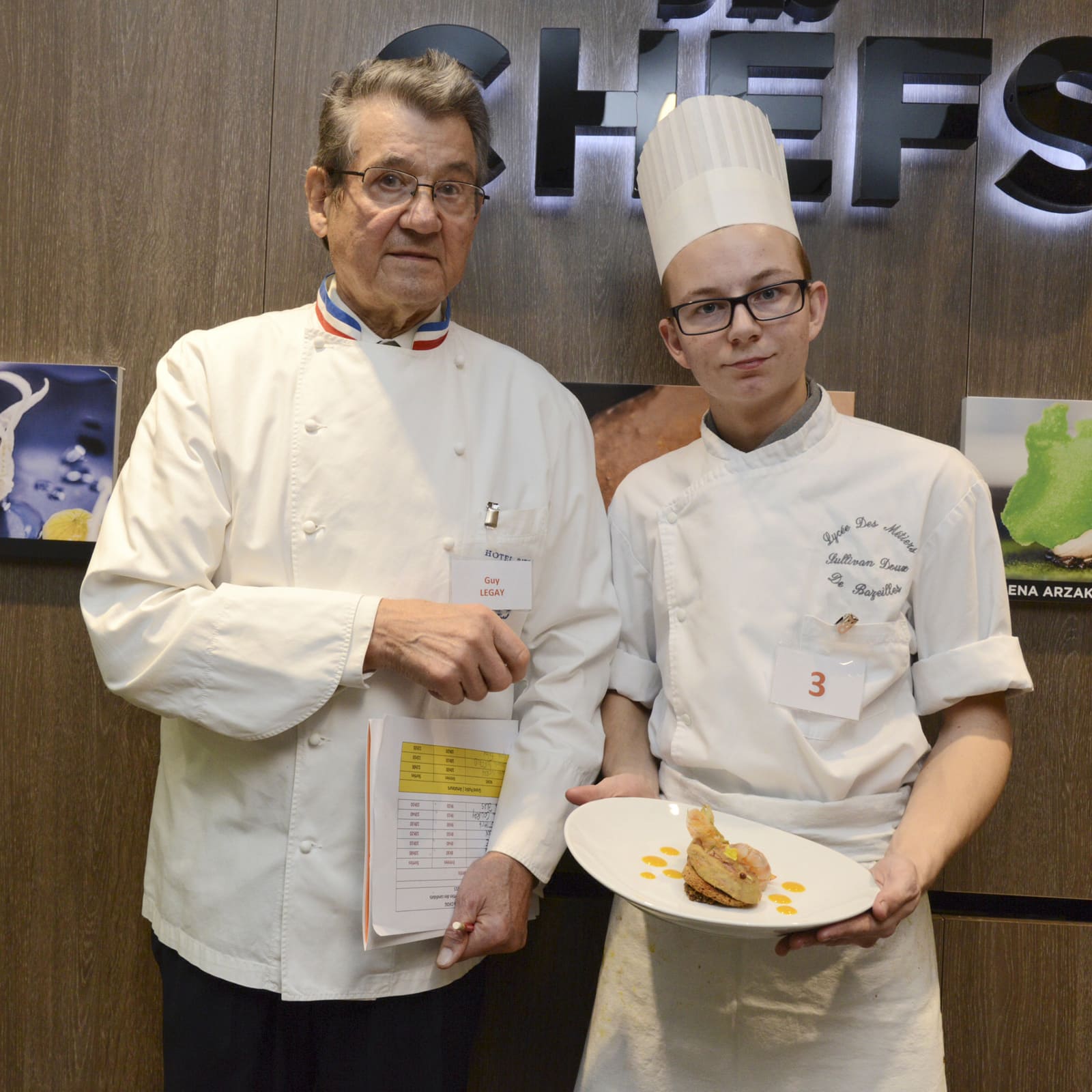Sullivan Doux accompagné du célèbre Chef Meilleur Ouvrier de France Guy Legay, ex-Chef du Ritz, Paris.