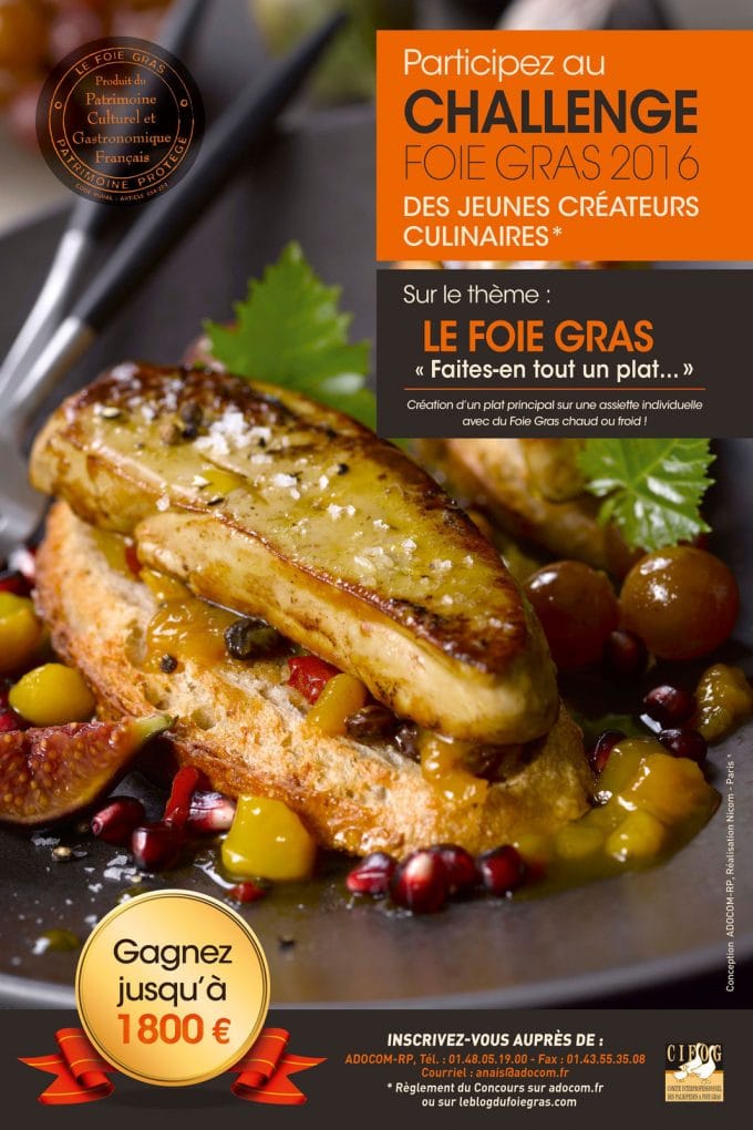 Lancement du Challenge Foie Gras des Jeunes Créateurs Culinaires 2016 !